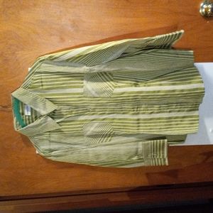 Chico's Lime Green/white striped Silk Oversized Shirt